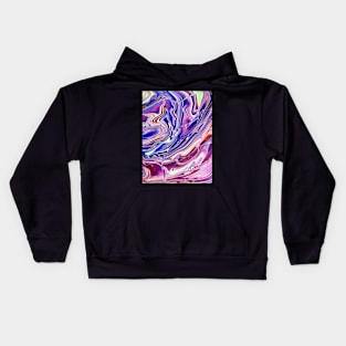 Peacock Feather - Abstract Acrylic Pour - Variant 1 Kids Hoodie